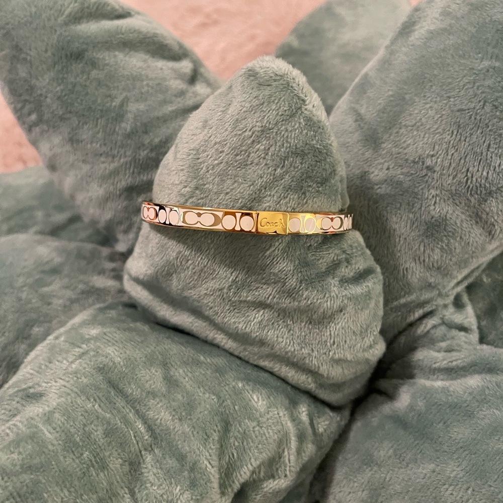 Coach white and gold signature bangle bracelet
